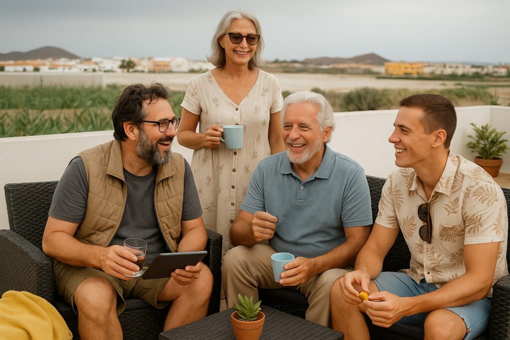 Mehrgenerationenfamilie lacht gemeinsam im Freien dank besserem Hören